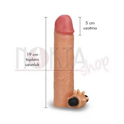 5 cm uzatmalı titreşimli ultra gerçekci penis kılıfı satın al
