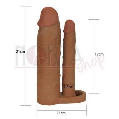 çift uçlu 7.5cm uzatmalı realistik penis kılıfı satın al