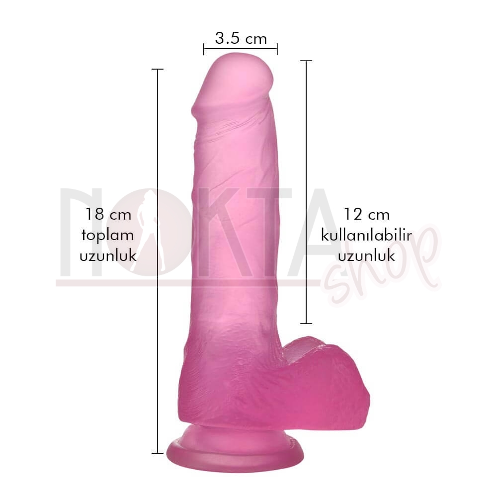 18 cm pembe jel kemerli penis