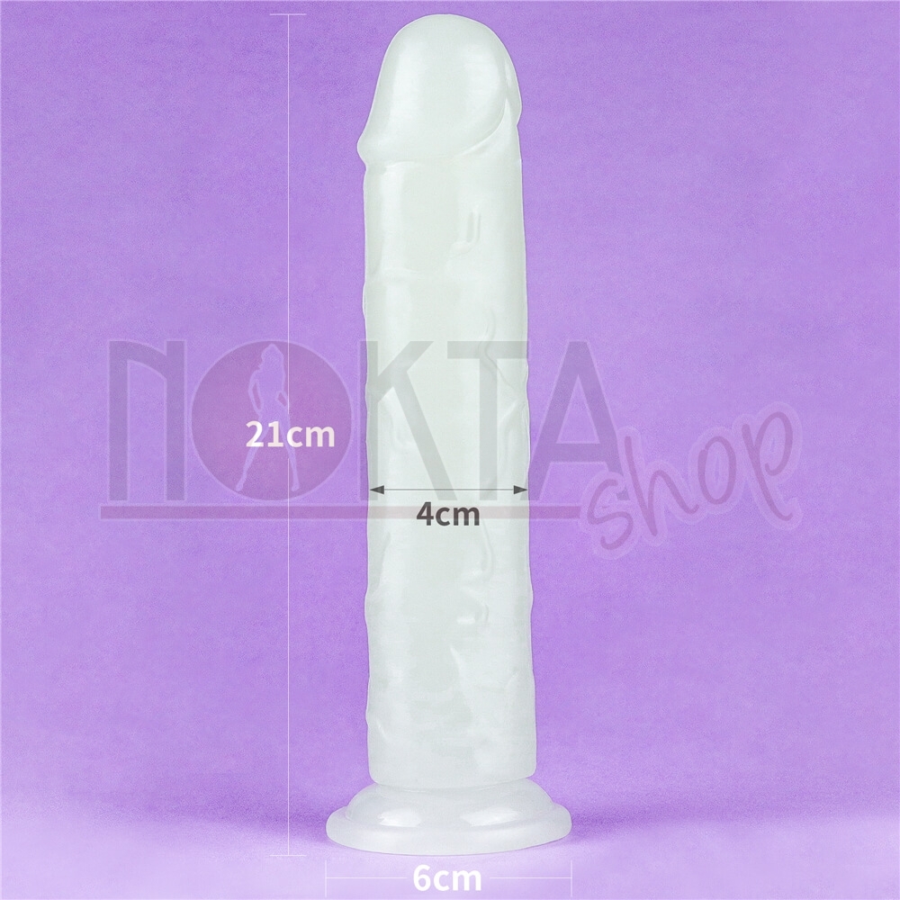 21 cm testissiz gece parlayan neon dildo