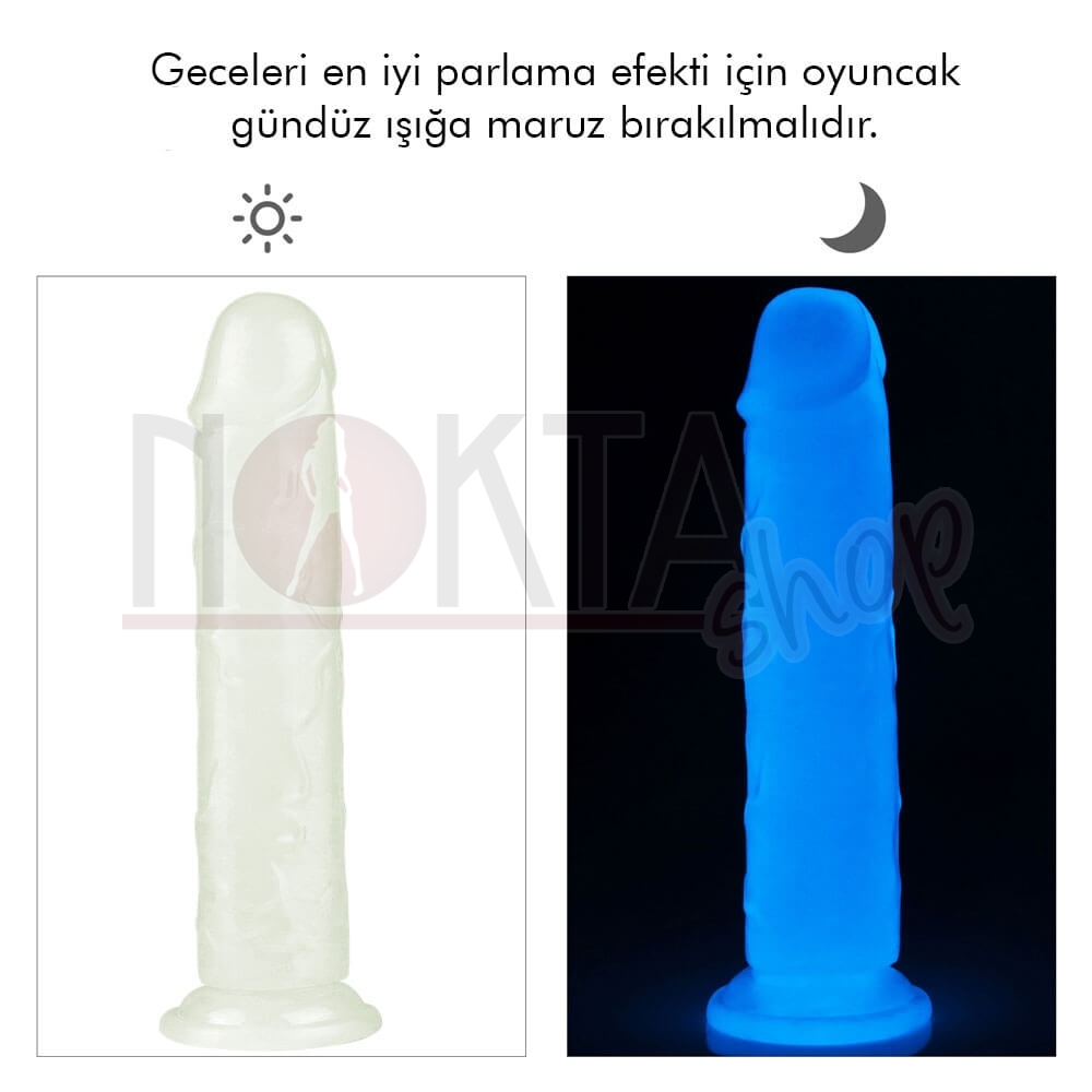 21 cm testissiz gece parlayan neon dildo