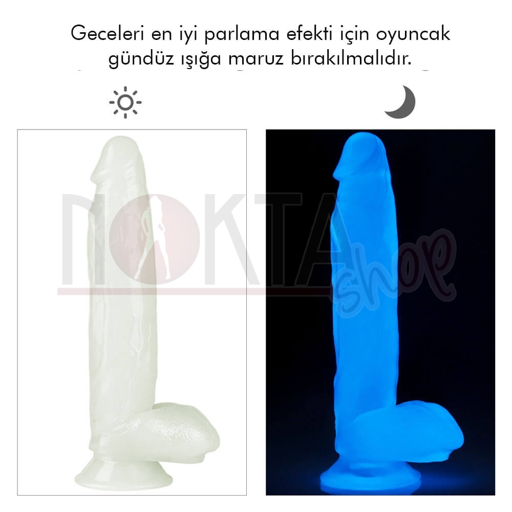 26 cm gece parlayan neon suni penis