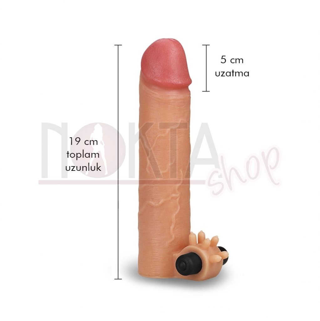 5 cm uzatmalı titreşimli ultra gerçekci penis kılıfı