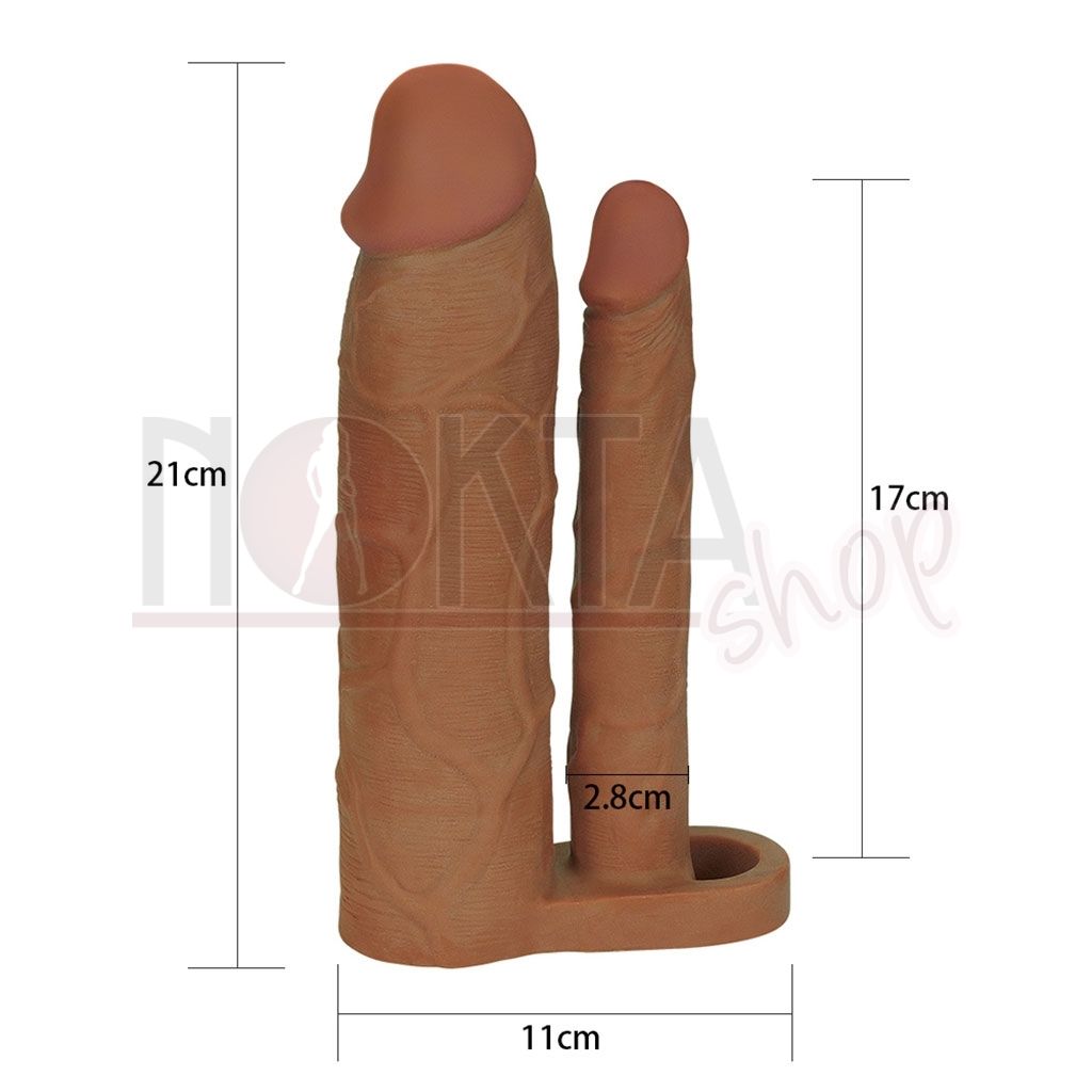 çift uçlu 7.5cm uzatmalı realistik penis kılıfı satın al