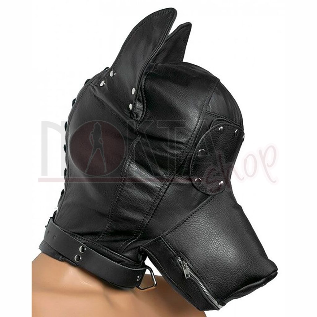 Deri fetiş fantezi köpek maskesi