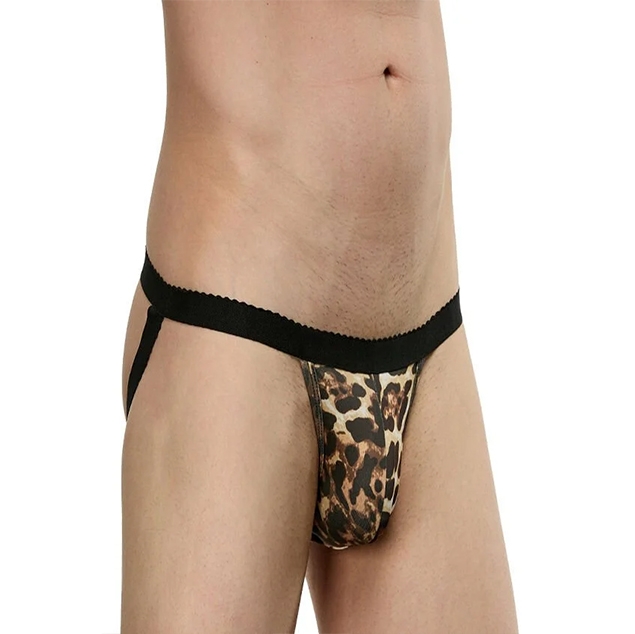 Erkek leopar jockstrap-süspansiyonlu string