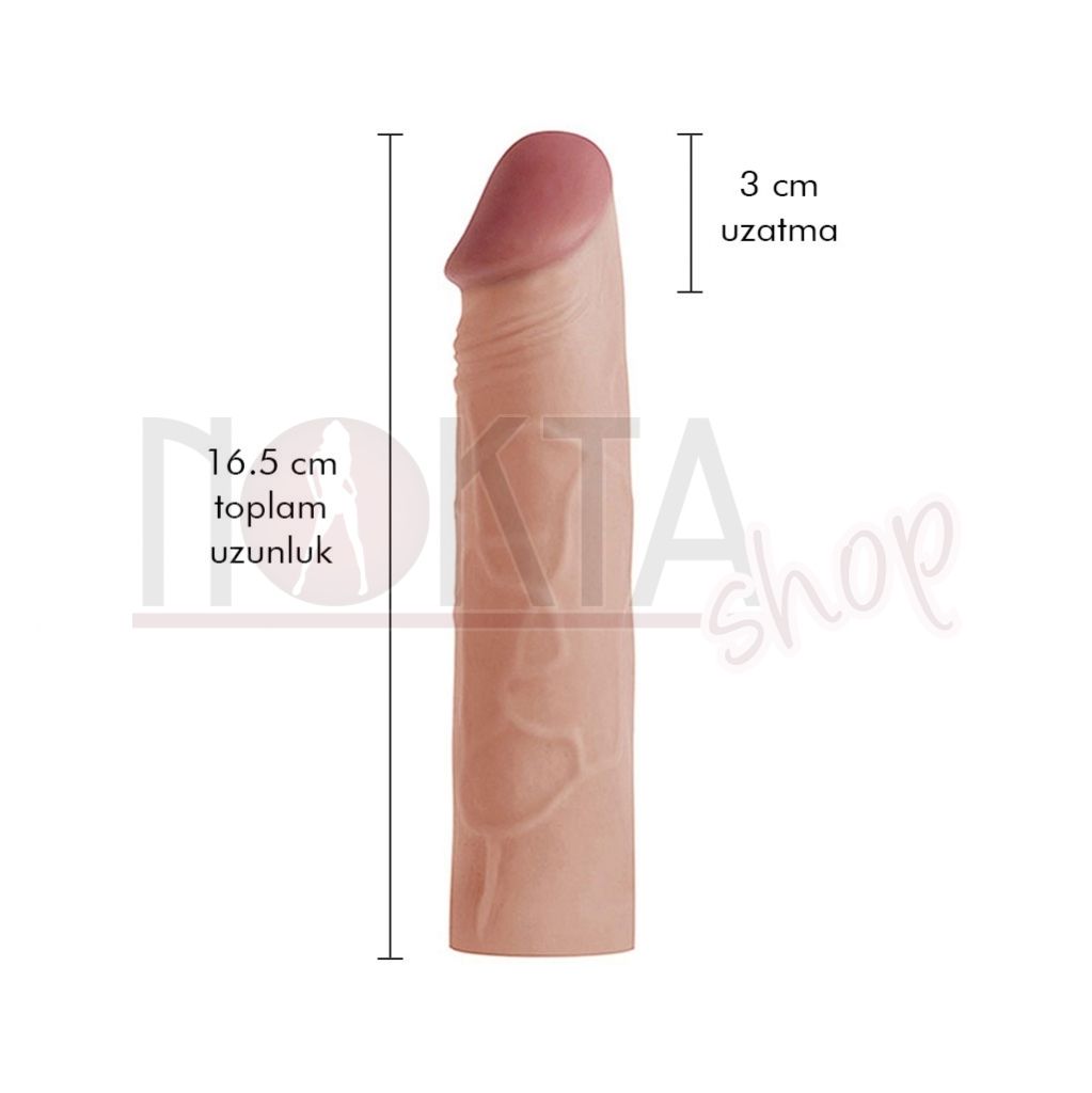 King sleeve 3 cm uzatmalı realistik penis kılıfı