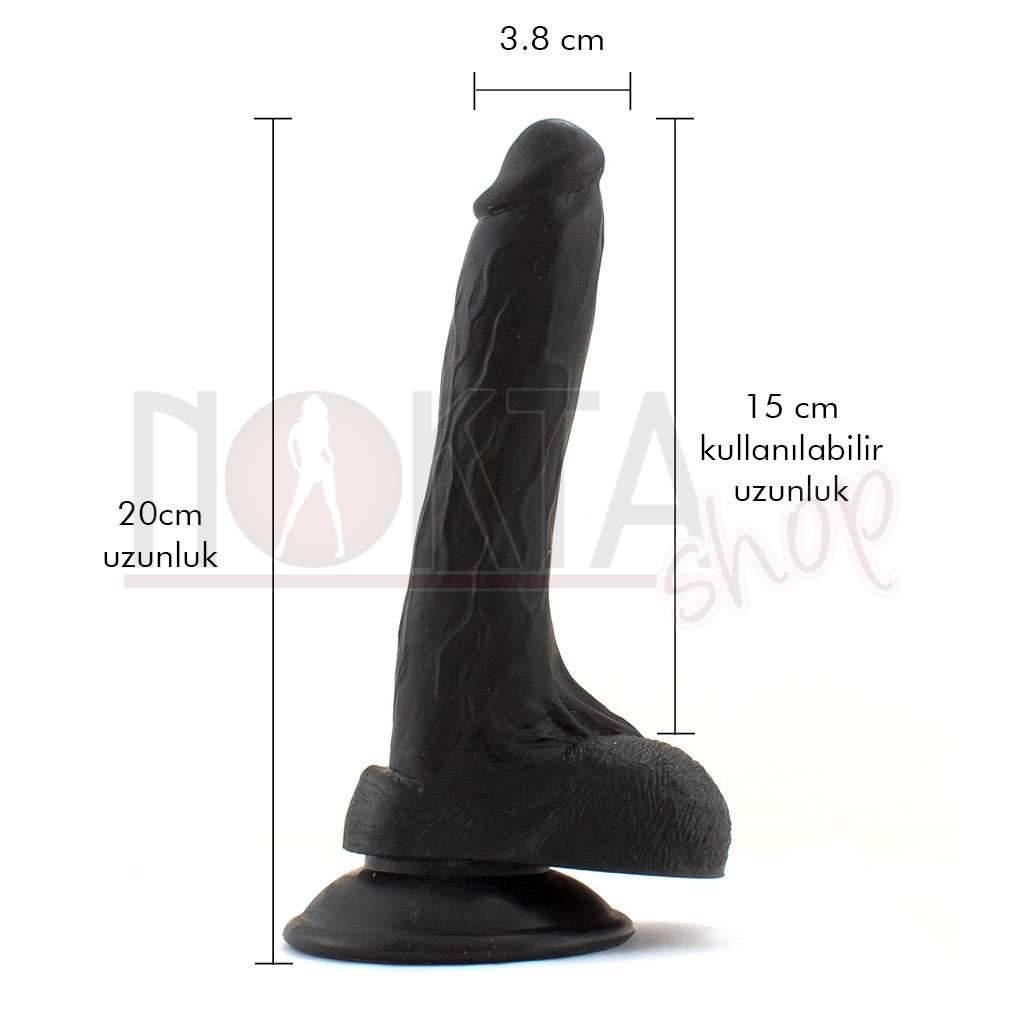 Lovex 20 cm titreşimli zenci strapon