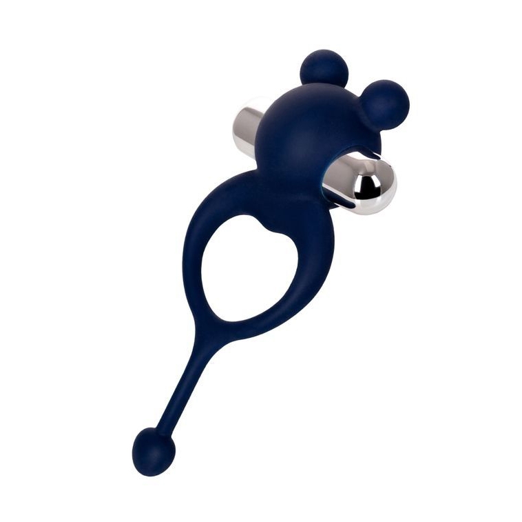 Mickey kuyruklu ve titreşimli mavi silikon penis halkası