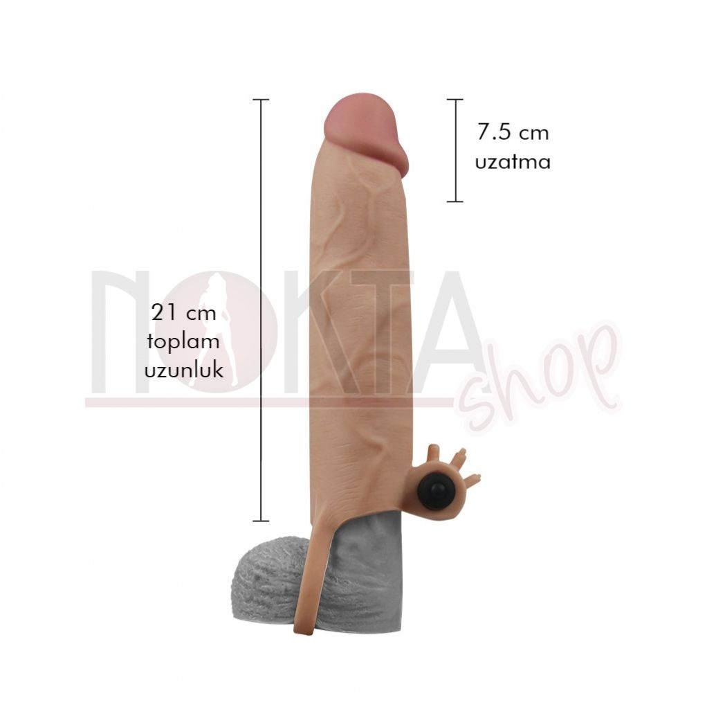 Titreşimli 7.5cm dolgulu penis kılıfı