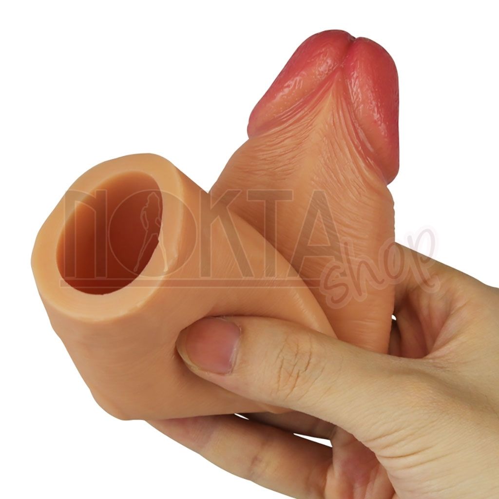 Ultra gerçekci dokulu 2.5cm uzatmalı penis kılıfı